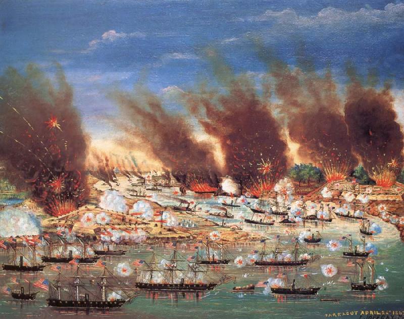 unknow artist Farragut-s Fleet Passing Fort Jackson and Fort St.Philip,Louisiana China oil painting art